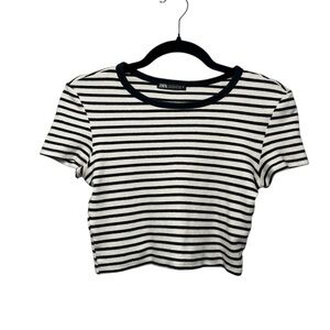 Zara Classic Black and White Striped Crop Top